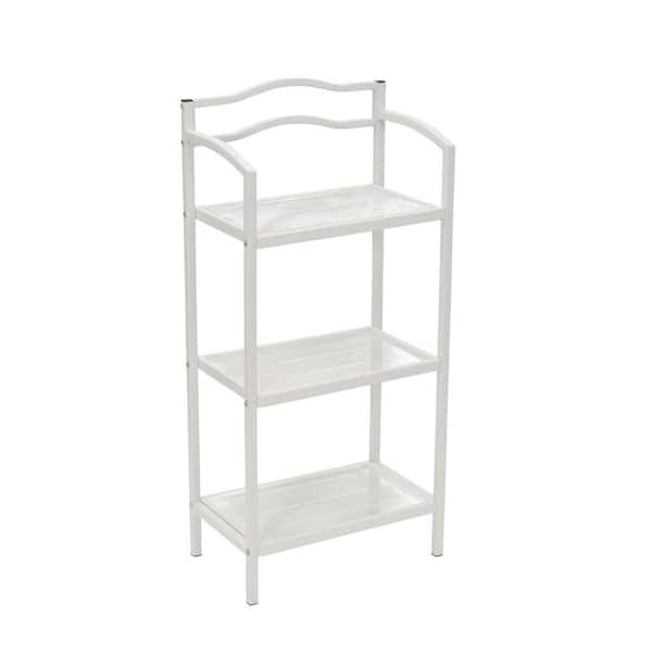 HOUSEHOLD ESSENTIALS 17 in. W x 35 in. x 10.5 in. White 3-Tier Mesh Steel Shelving Unit