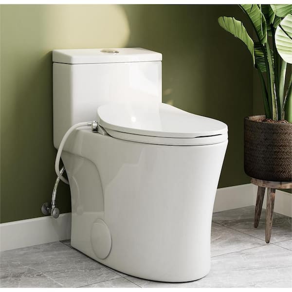 Chair Height 0.8/1.28 GPF Dual Flush Elongated Toilet in White HR-0038W with Non-Electric Toilet Seat MAP Flush 1000 g