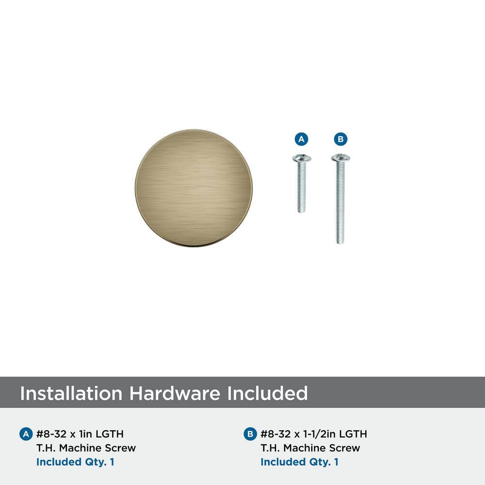 Golden Champagne Round Modern Cabinet Knob with Mounting Hardware