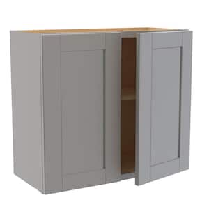 Washington Veiled Gray Plywood Shaker Assembled Wall Kitchen Cabinet Soft Close 27 in. W 12 D in. 24 in. H