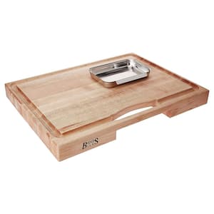 24 in. x 18 in. Rectangular Wooden Edge Grain Cutting Board with Catch Pan