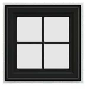 24 in. x 24 in. V-4500 Series Bronze FiniShield Vinyl Right-Handed Casement Window with Colonial Grids/Grilles