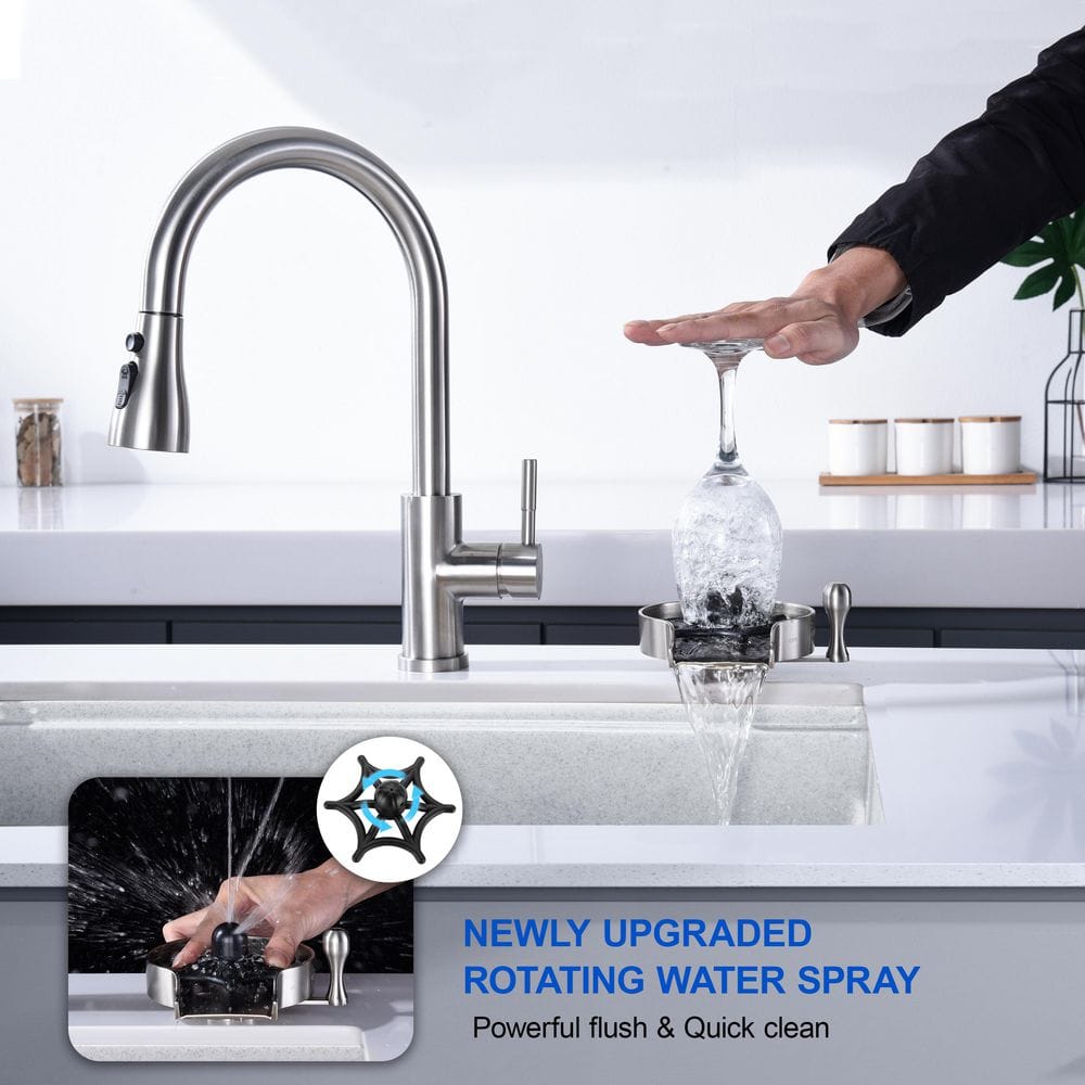 Brushed Nickel Kitchen Sink Glass Rinser with Zinc Alloy Tray