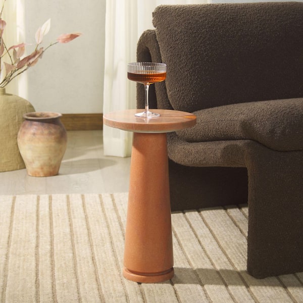 Valentia 10 in. Clay Round Wood End Table