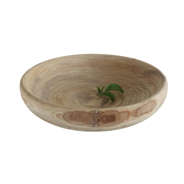 Storied Home Paulownia Natural Wood Decorative Bowl