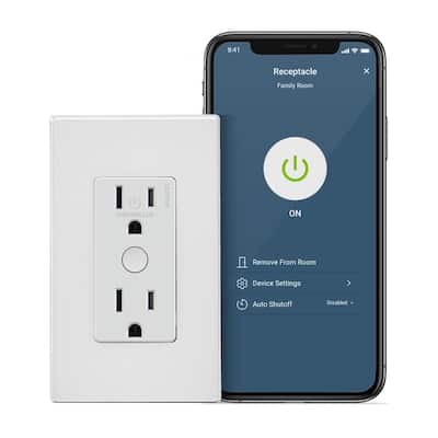 Decora Smart Wi-Fi Duplex Tamper Resistant Outlet, No Hub Required, Works with Alexa and Google Assistant, White