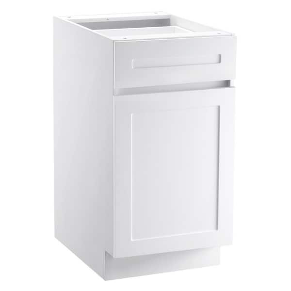 White Shaker Base Cabinet with Drawer, 18 in. Unassembled Drawer Base Cabinet, 18 in. W x 24 in. D x 34.5 in. H