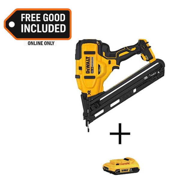 20V MAX XR Lithium-Ion Cordless 15-Gauge Angled Finish Nailer with 20V MAX Compact Lithium-Ion 2.0Ah Battery Pack