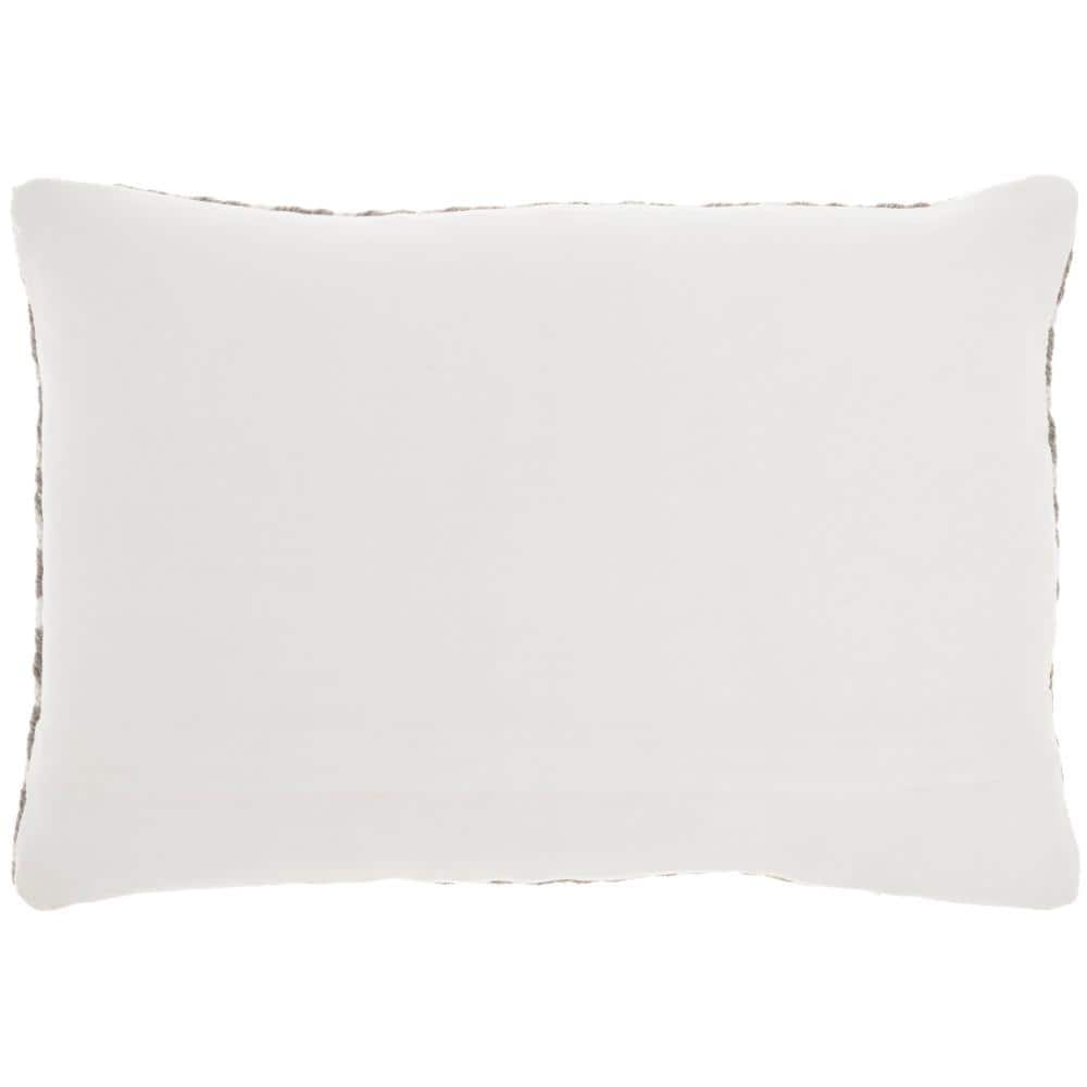 Gray and Ivory Braided Applique 14" x 20" Rectangular Throw Pillow