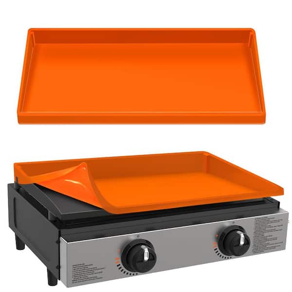 22 in. L x 16.25 in. W Silicone Full Wrap-Around Griddle Cover Mat for Grilling, Orange
