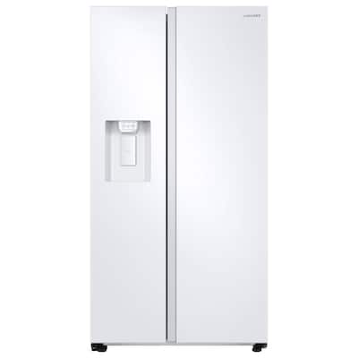 36 in. 27.4 cu. ft. Side by Side Refrigerator in White, Standard Depth
