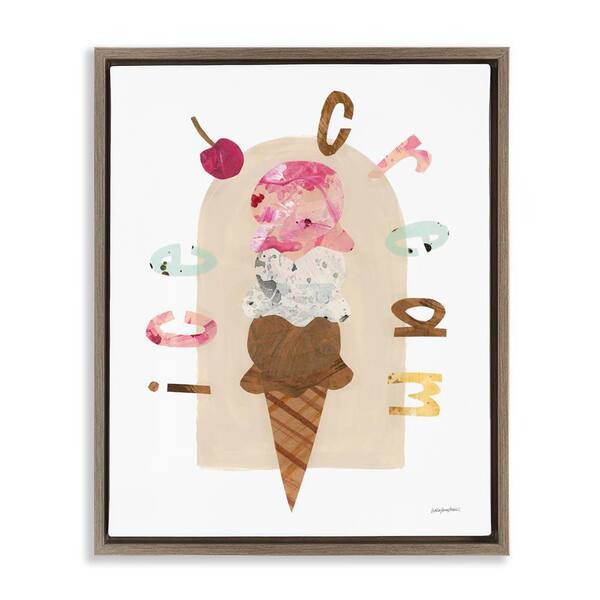 Ice Cream Whimsy by Haley Knighten Brown Floater Frame Food Graphic Art Print 21 in. x 17 in.