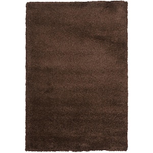 California Shag Brown 10 ft. x 13 ft. Solid Area Rug