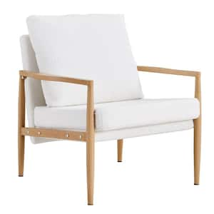 Outopee Off-White Linen Leisure Chair with High Back 504745038095 - The  Home Depot