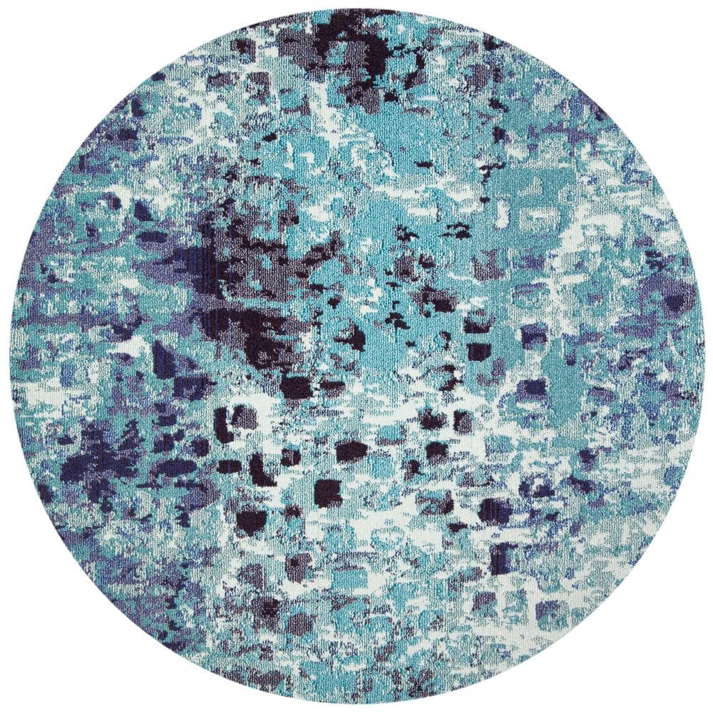 Madison Turquoise/Navy 5 ft. x 5 ft. Round Geometric Area Rug price history on PriceWatchPro