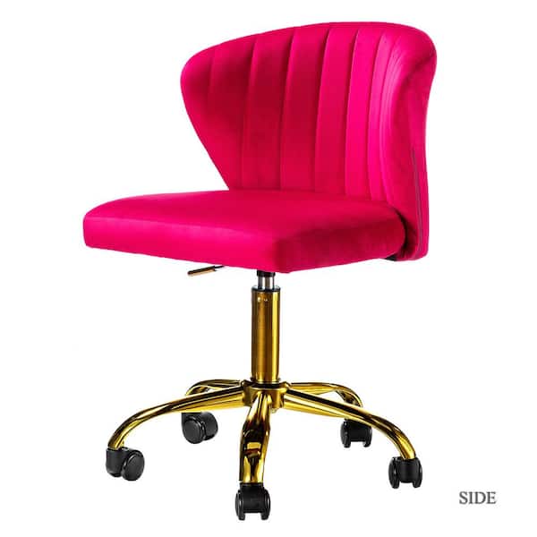 JAYDEN CREATION Ilia Modern Velvet up to 35 in. Swivel Adjustable Height Task Chair with Wheels and Channel-tufted Back -Fushia