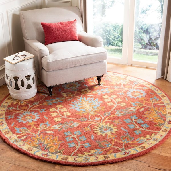 Heritage Red/Multi 6 ft. x 6 ft. Border Round Area Rug