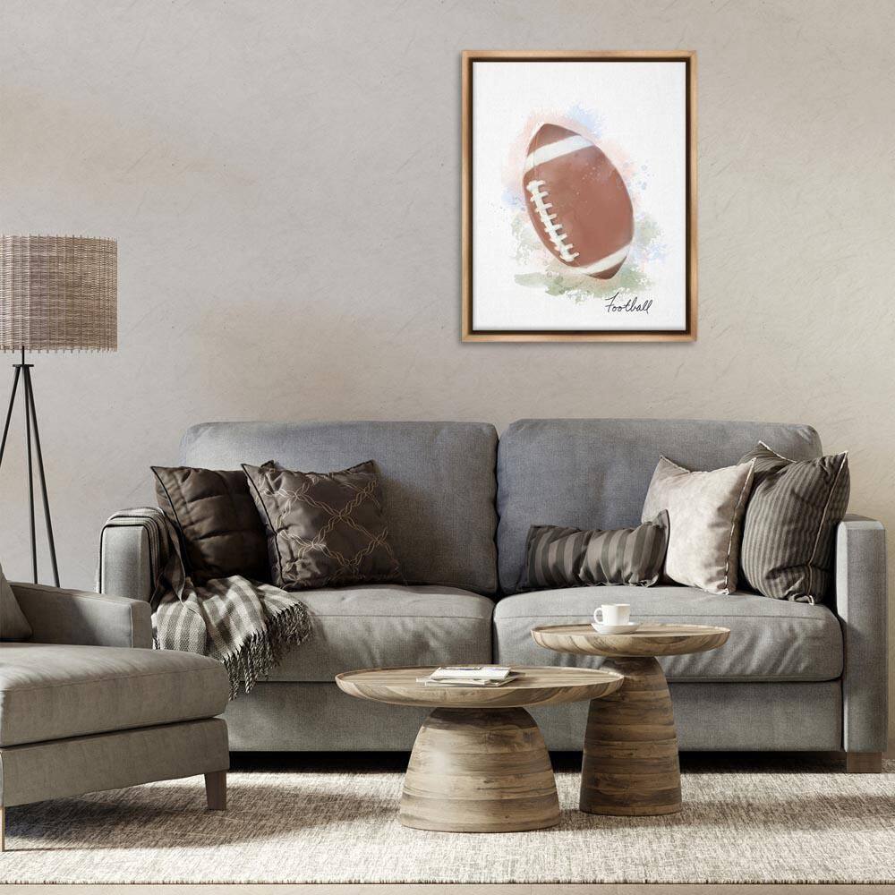 Soft Pastel Football by Matthew Piotrowicz Brown Floater Frame Sports Graphic Art Print 31 in. x 25 in. price history on PriceWatchPro