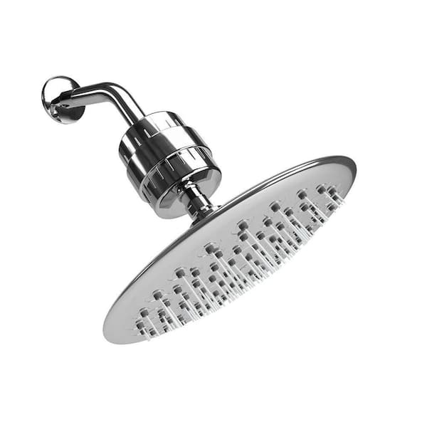 9.5 in. Round Shower Filter Head with Water Filter Cartridge Reduces Chlorine High Pressure, Chrome