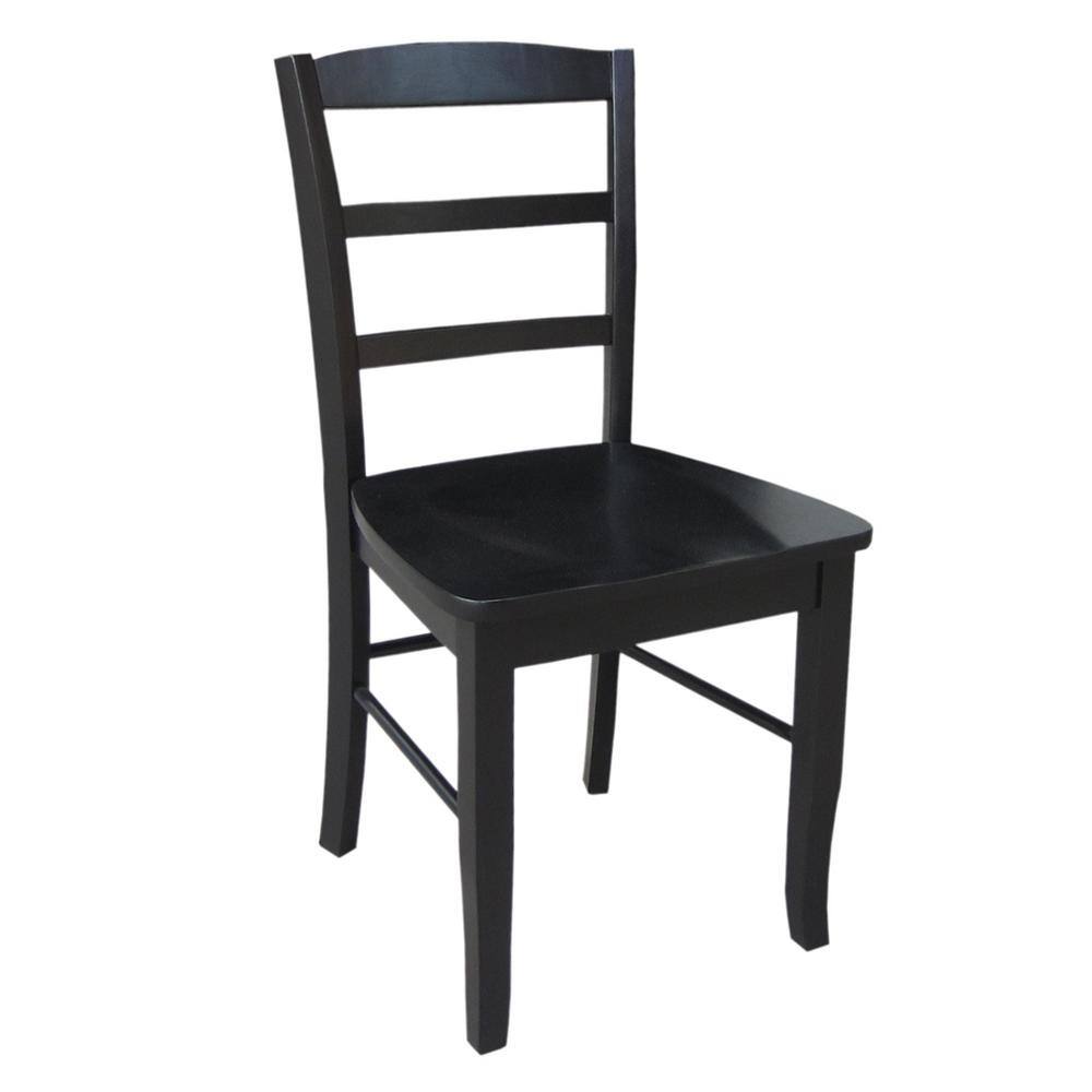 Elegant Black Solid Wood Ladderback Side Chair Set