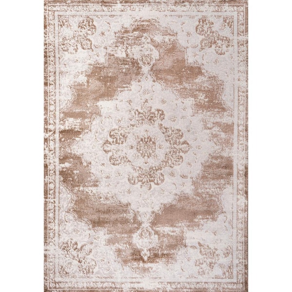 Alhambra Ornate Medallion Modern Brown/Cream 8 ft. x 10 ft. Area Rug