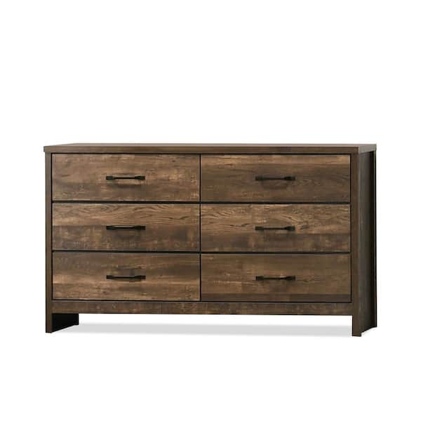 Furniture of America Olala 6-Drawer Light Walnut Dresser (33.25 in. H X 58 in. W X 15.5 in. D)