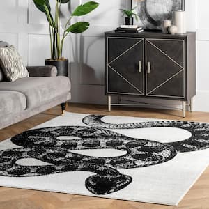 Thomas Paul Serpent Black and White Doormat 3 ft. x 5 ft. Indoor Area Rug