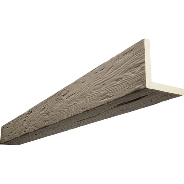 Ekena Millwork Endurathane 8 in. H x 6 in. W x 24 ft. L Hand Hewn Rustic Taupe Faux Wood Beam