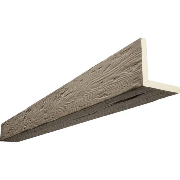 Ekena Millwork Endurathane 4 in. H x 8 in. W x 20 ft. L Hand Hewn Rustic Taupe Faux Wood Beam
