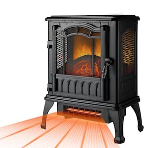 17.7 in. Freestanding Electric Fireplace Stove with Infrared Quartz Heater, Power 1500W, BTU 5200 Coverage 500 sq ft