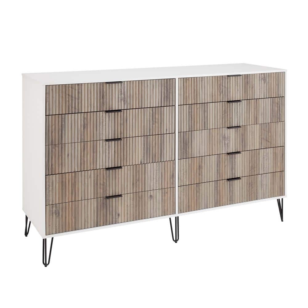 White and Grey Double Dresser with Soft Close Drawers