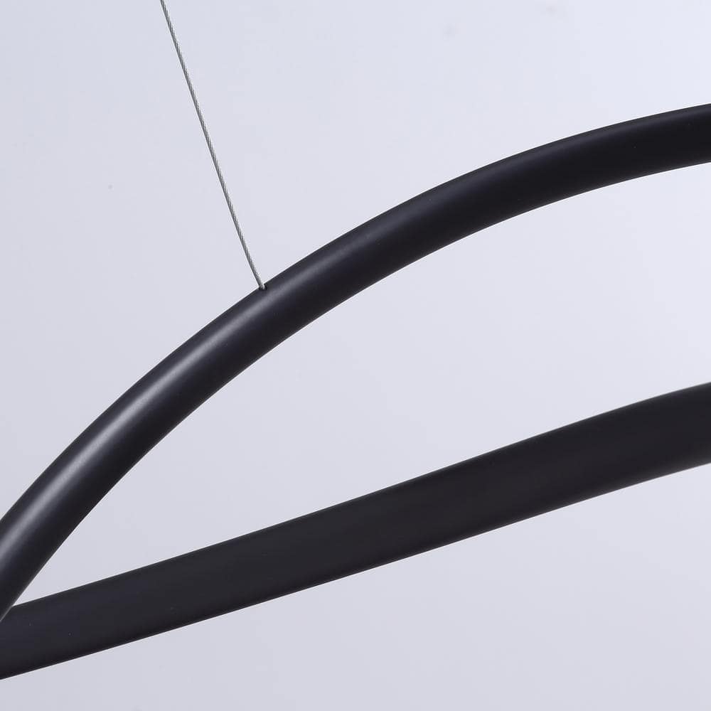 Light Modern Geometric Black Integrated LED Chandelier Creative Design Ceiling Hanging Light (NO TEST)