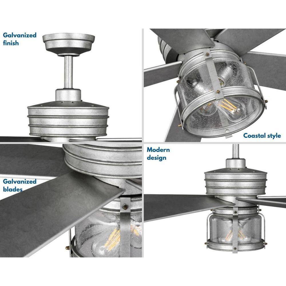 Midvale 56" Galvanized Steel Ceiling Fan with LED Light and Remote