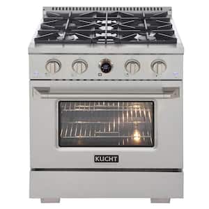 30 in. 4.2 cu. ft. 4-Burners Dual Fuel Range for Propane Gas in Stainless Steel with Horus Digital Dial Thermostat