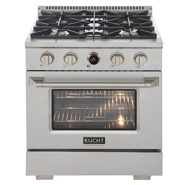 Kucht 30 in. 4.2 cu. ft. 4-Burners Dual Fuel Range for Propane Gas in Stainless Steel with Horus Digital Dial Thermostat