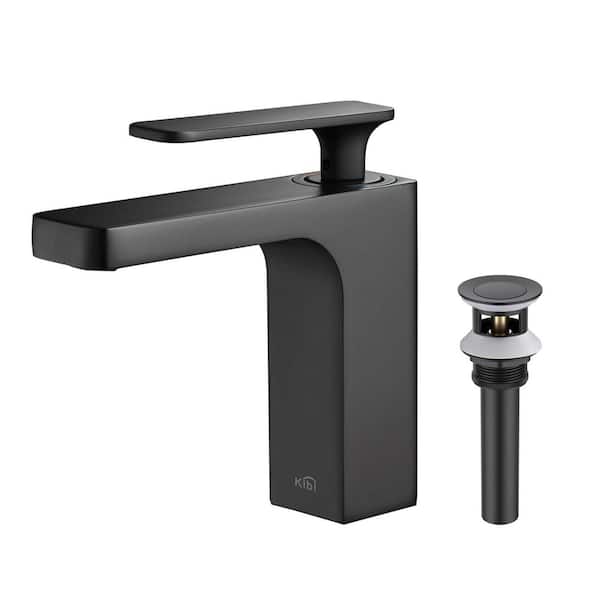Single Hole Infinity Single Handle Bathroom Vanity Sink Faucet with Pop Up Drain in Matte Black