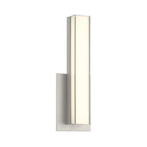Vantage 4.75 in. 1-Light Brushed Nickel Dimmable CCT LED Wall Sconce with Double Clear and White Acrylic Shade