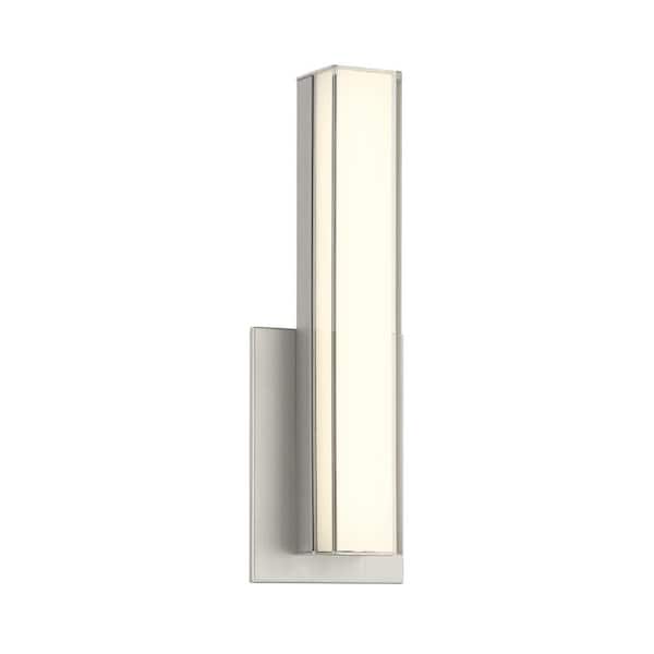 Minka Lavery Vantage 4.75 in. 1-Light Brushed Nickel Dimmable CCT LED Wall Sconce with Double Clear and White Acrylic Shade