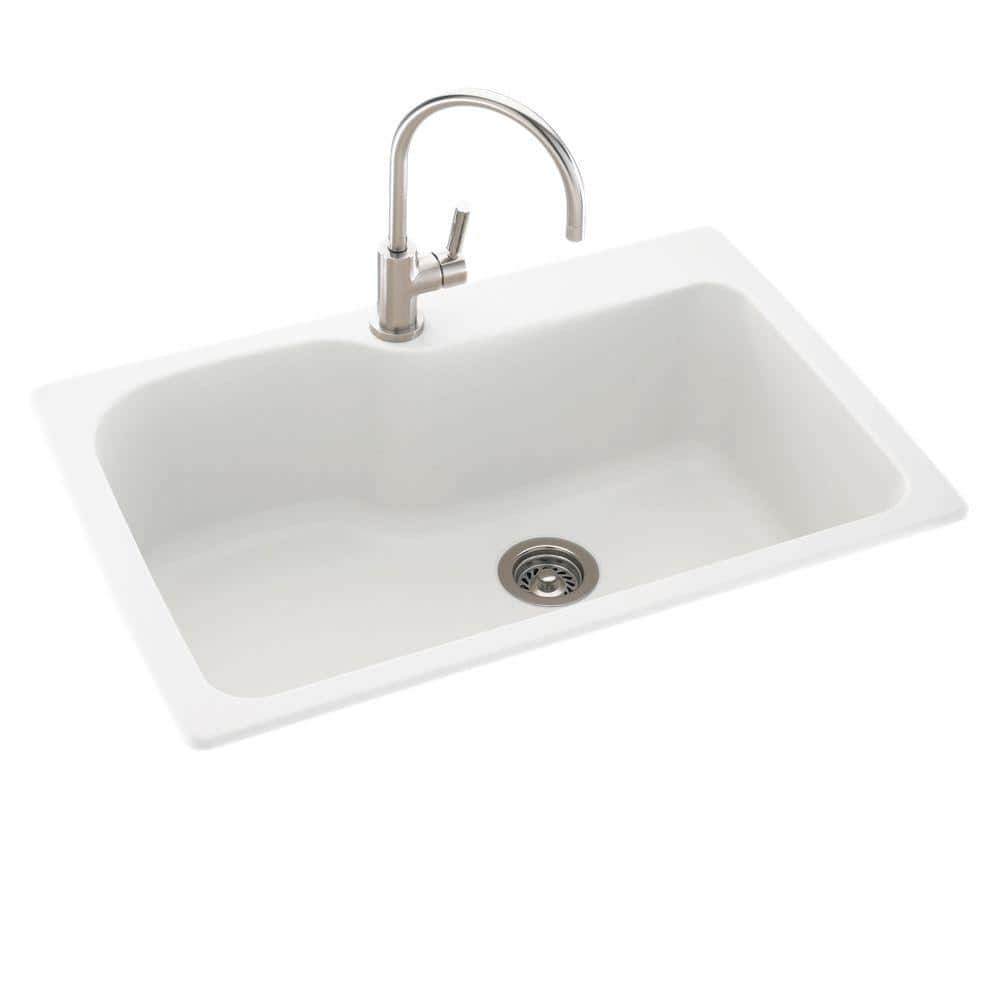 Swanstone KS03322LS.123 1 Hole Solid Surface Kitchen Sink Acorn 33 x 22 
