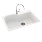 Drop-In/Undermount Solid Surface 33 in. 1-Hole Single Bowl Kitchen Sink in White