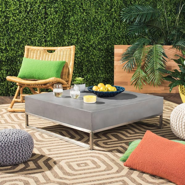 Eartha Dark Gray Square Stone Indoor/Outdoor Coffee Table