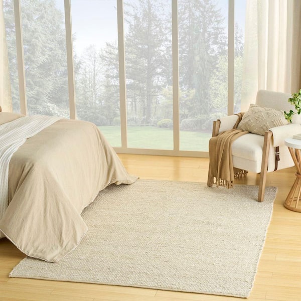 Natural Jute Ivory 8 ft. x 10 ft. All-over design Contemporary Area Rug
