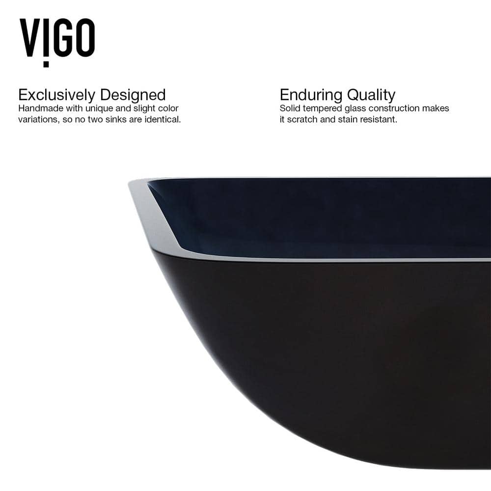 Turquoise Blue Rectangular Glass Vessel Sink, 18" x 13"