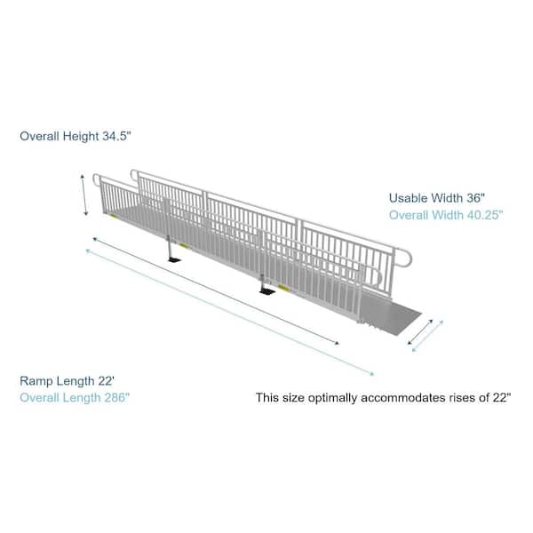 PATHWAY 3G 22 ft. Wheelchair Ramp Kit with Solid Surface Tread and Vertical Picket Handrails