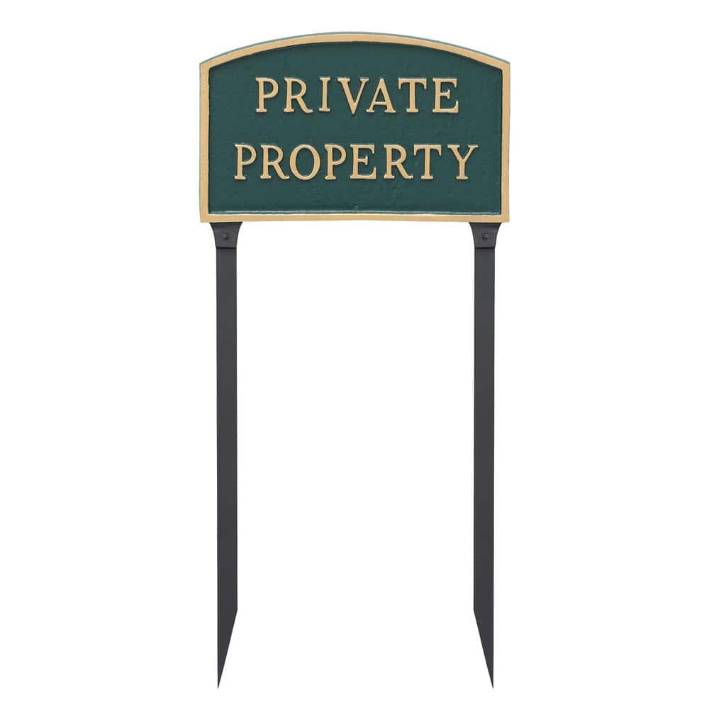 13 in. x 21 in. L Arch Private Property Statement Plaque Sign with 23 in. Lawn Stakes - Green/Gold price history on PriceWatchPro