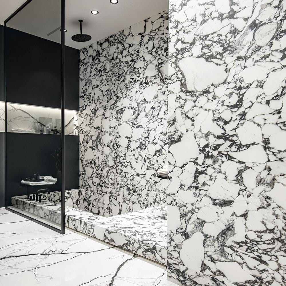 Magnus 24x48 Polished Black and White Porcelain Tile