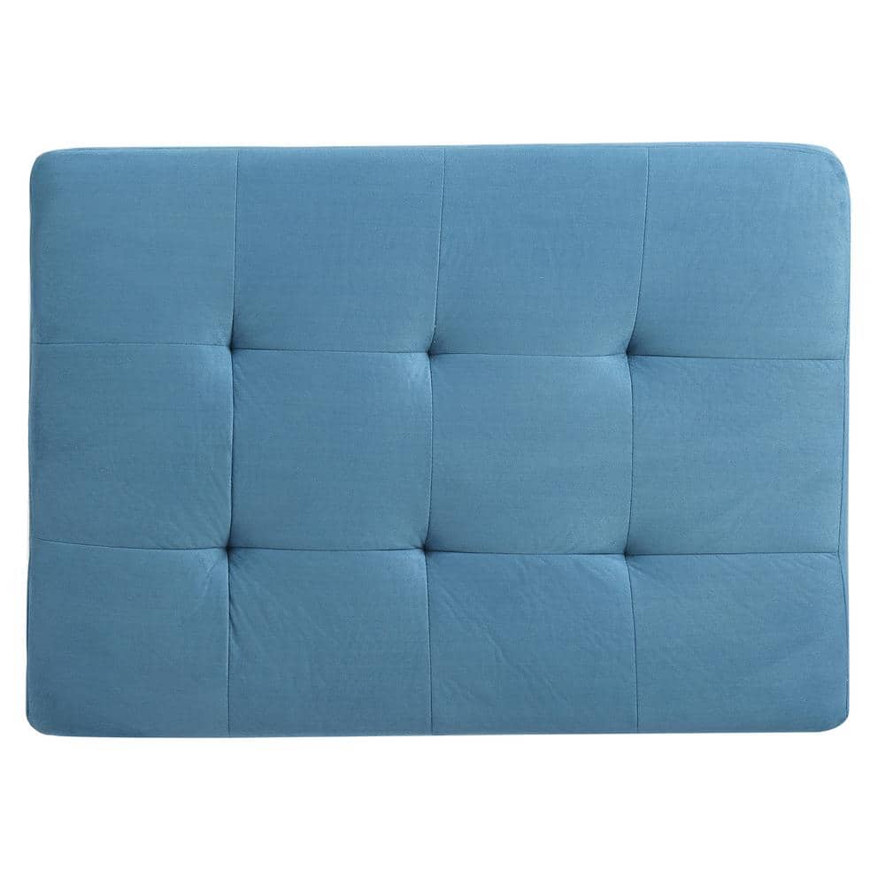 Malone Aqua Tufted Ottoman with Wood Frame
