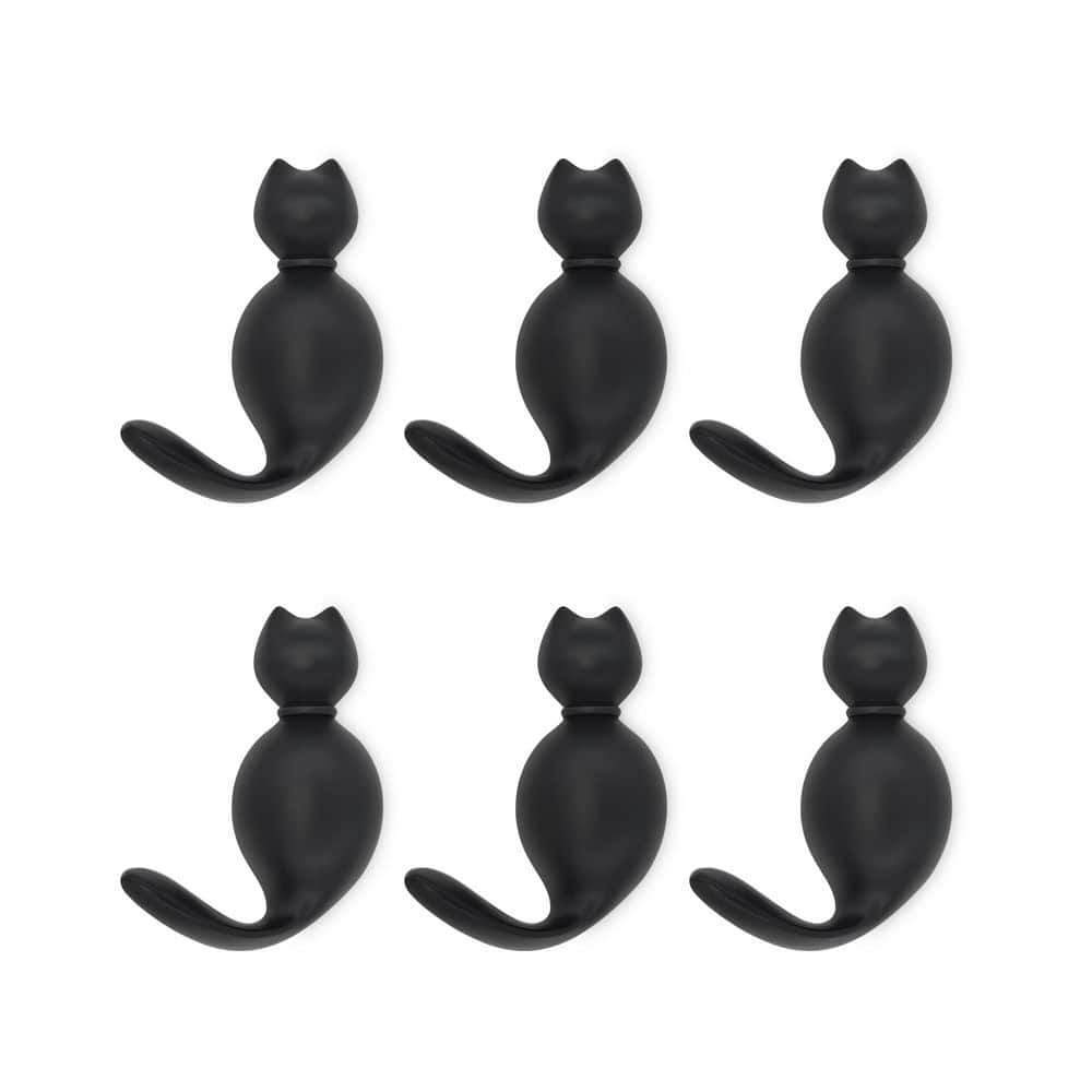 6 Pack Cute Cat Zinc Alloy Wall Hooks in Black, Coat Hooks Wall Mount for Hanging Key Purse Hat Robe Clothes Towel Hook price history on PriceWatchPro