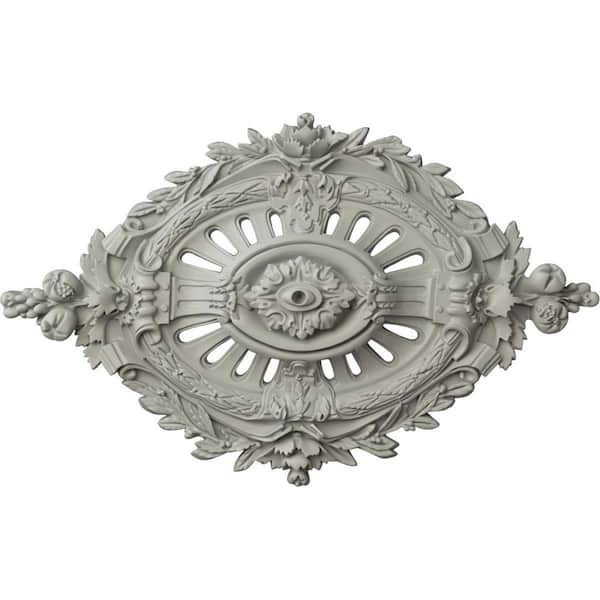 Ekena Millwork 35-7/8 in. W x 22-1/2 in. H x 4-3/8 in. Antonio Urethane Ceiling Medallion, Pot of Cream