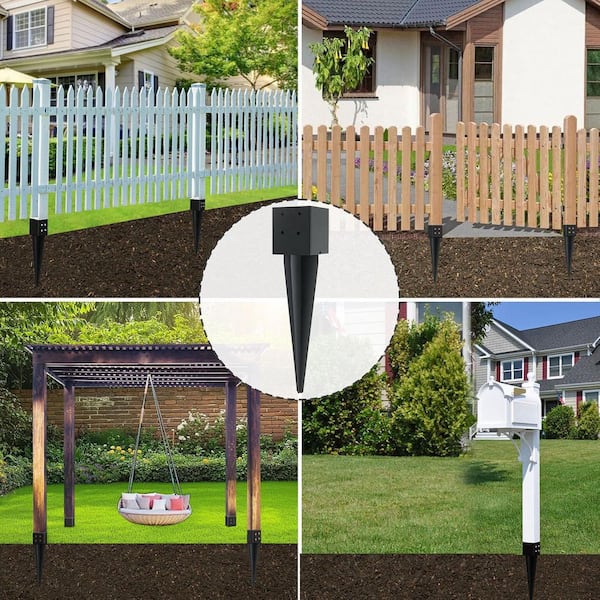 Afoxsos Black Powder Coated Carbon Steel 4x4 Fence Post Anchor